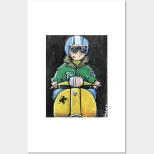 Retro Scooter, Classic Scooter, Scooterist, Scootering, Scooter Rider, Mod Art Posters and Art